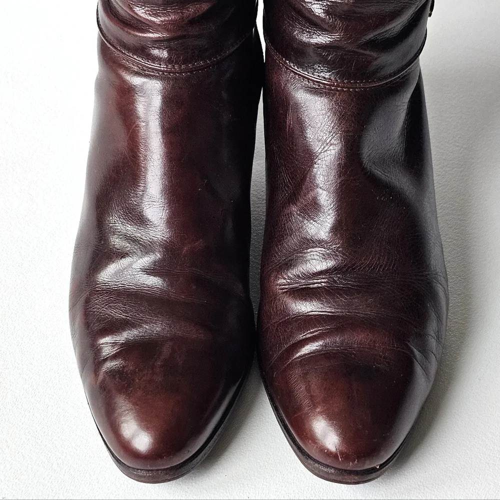 Vintage Salvatore Ferragamo Tall Leather Boots Cognac Brown Riding Italy 7.5 B